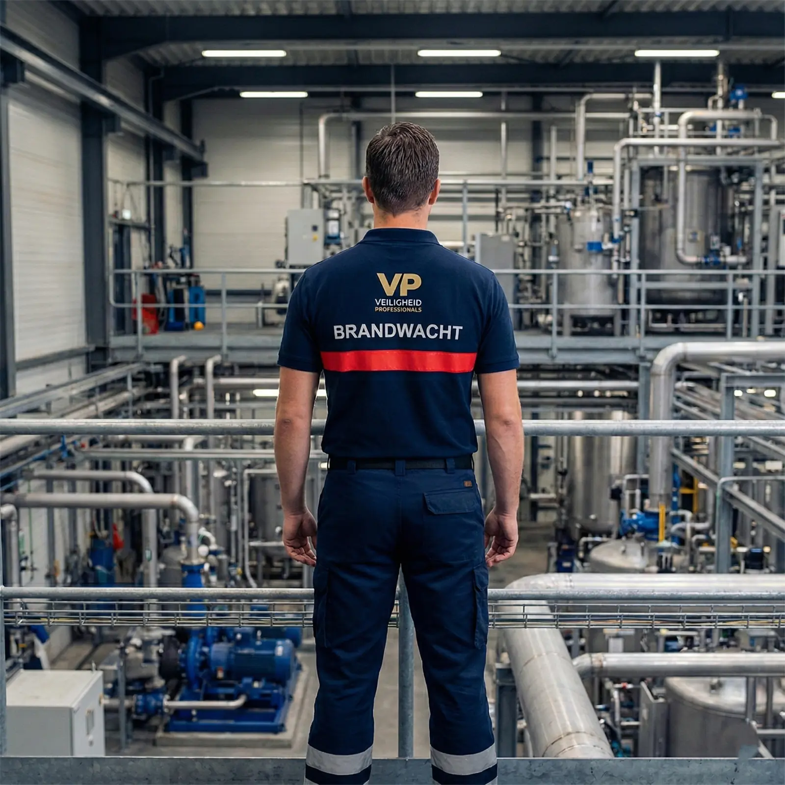 Brandwacht van Veiligheid Professionals in een industriële installatie